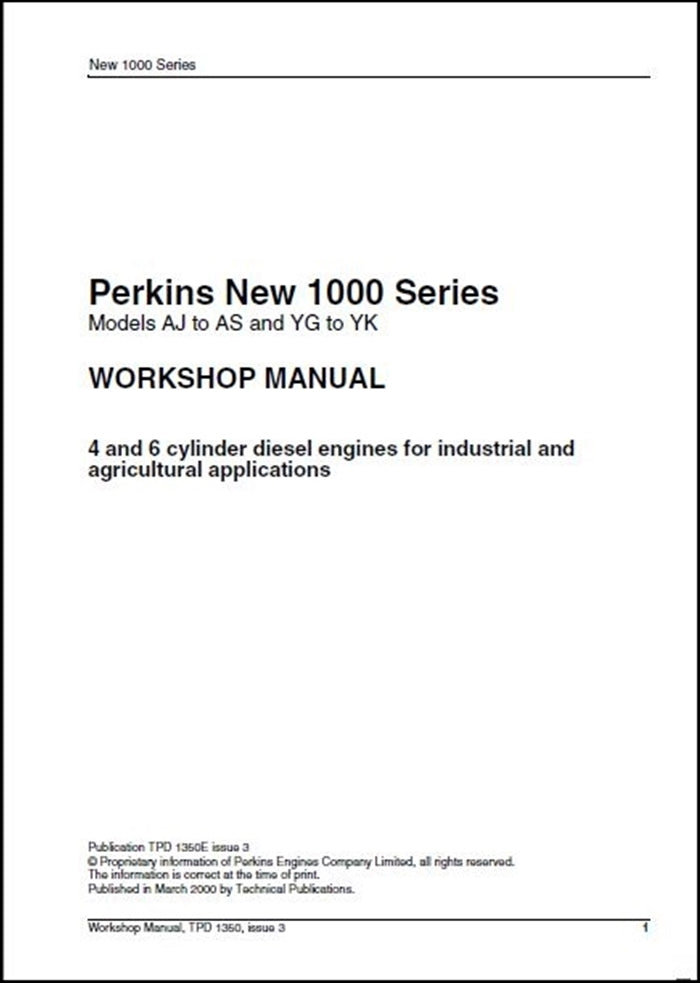 Manual De Serviço JCB - Perkins New 1000 Series - AJ to AS