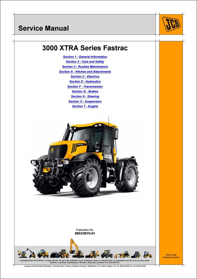 Manual de serviço XTRA Series Fastrac JCB 3000