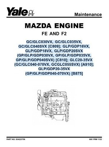 Manual Motor Mazda Empilhadeira Yale 36pg