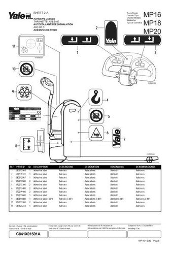 Manual Pecas Empilhadeira Yale Mp16 18 20 Serie C841  Pg38