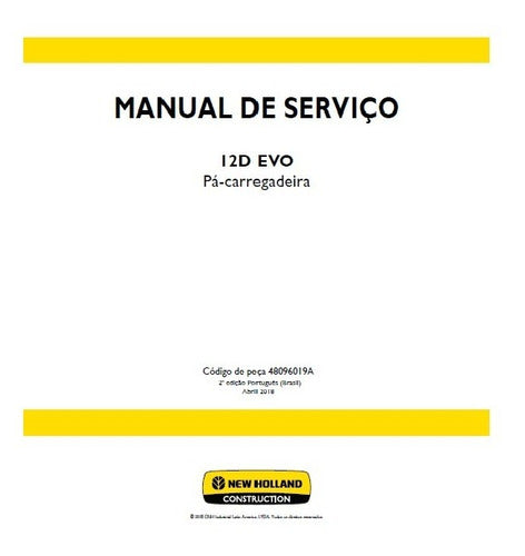 Manual De Serviço New Holland  12d Evo Pá Carregadeira