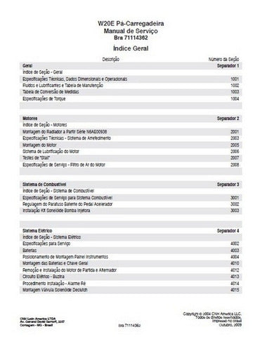 Manual De Serviço Pá Carregadeira W20e