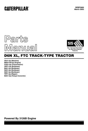 Catálogo De Peças Trator D6n Xl Caterpillar -
