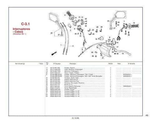 Catálogo De Peças Honda Nx350 Sahara (1991 A 1999) -