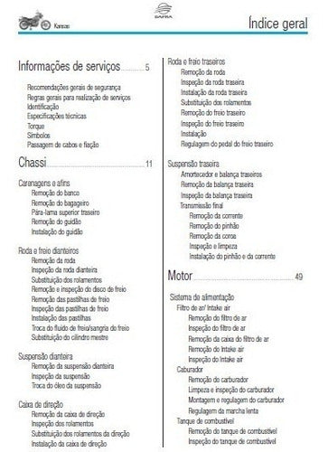 Manual De Serviços - Dafra Kansas 150 - 2008