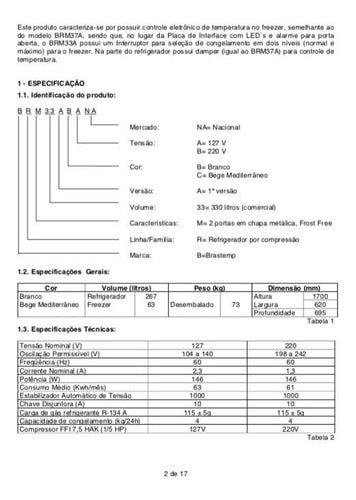 Manual De Serviço - Frost Free 330 Brm33a - Brastemp