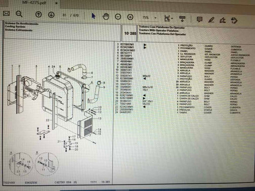 Catálogo De Peças Trator Massey Ferguson 4275