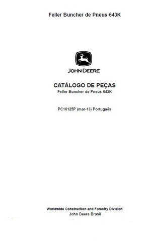 Catálogo De Peças John Deere 643k Feller Buncher De Pneus