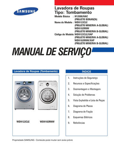 Manual De Serviços Lavadora Samsung Wd9102rnw -