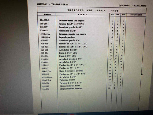 Catálogo De Peças Trator CBT 1090 / 1105 / 2400