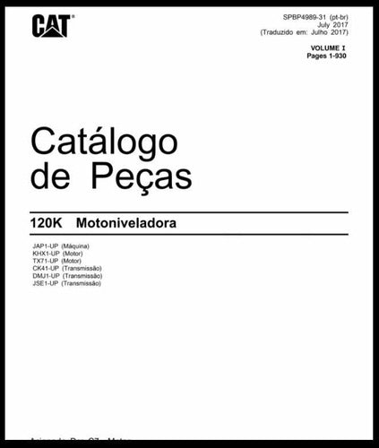 Catálogo De Peças Motoniveladora 120k Caterpillar (portugues)