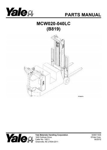 Manual Pecas Empilhadeira Yale Mcw020 040lc Serie B819 210pg