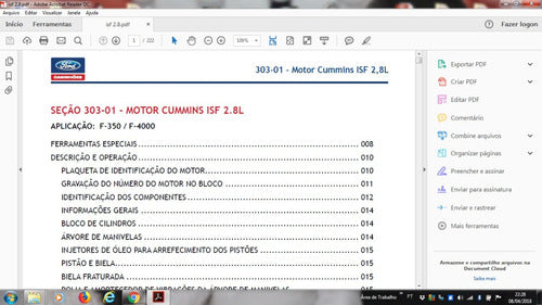 Manual Serviço Motor Cummins Isf 2.8 - F4000 E F350 Novas