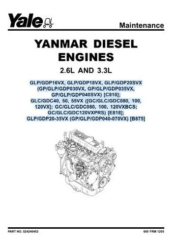 Manual Motor Diesel Yanmar 2.6 3.0 Empilhadeira Yale 96pg