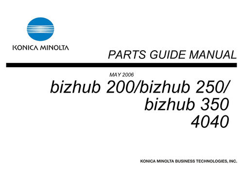 Catálogo De Peças Bizhub 200 250 350 4040 Konica Minolta