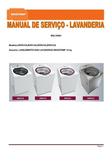 Manual Serviço Lavadeira Brastemp Bwh15a Bwk15a Bwn15a Bws15