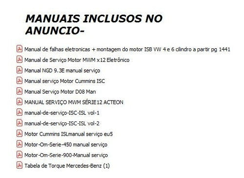 Manual Serviço Motor Pacote Vw/mercedes (veja O Anuncio)