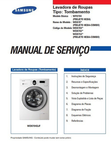 Manual De Serviço Lavadora Samsung Wd8854rjf -
