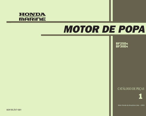 Catálogo De Peças Motor Popa Bf25d4 30d4 Honda -