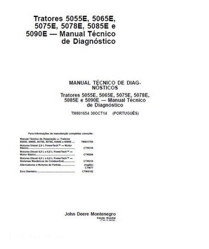 Manual De Diagnósticos E Testes Tratores John  Deere Série E