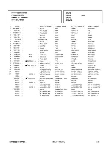 Maxion Catálogo De Peças Motor Hs 2.5 -