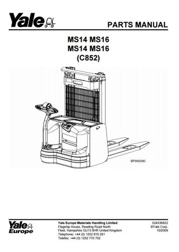 Manual De Pecas Yale Paleteira Ms14 Ms16 (c852) **