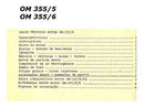 Om 355/5 355/6 Manual Serviço/ Tabelo Aperto Motores Mb