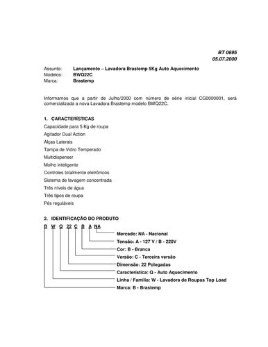 Manual De Serviços Brastemp Bwq22c -