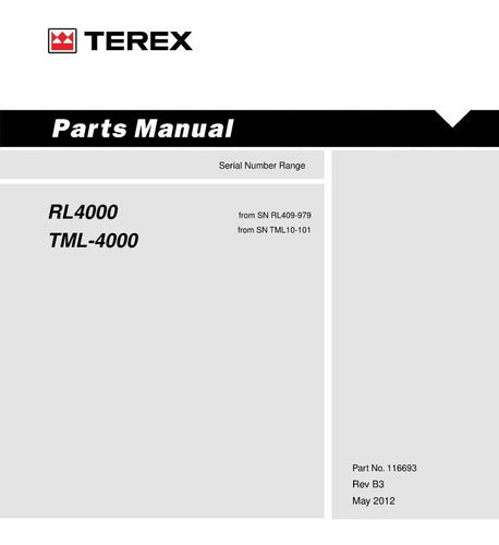 Catálogo De Peças Terex Rl4000 E Tml4000 -