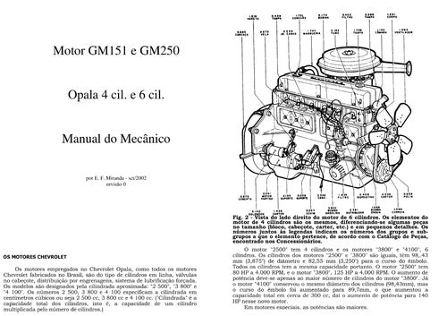 Manual Do Mecânico Motor Opala 4 Cil. E 6 Cil -