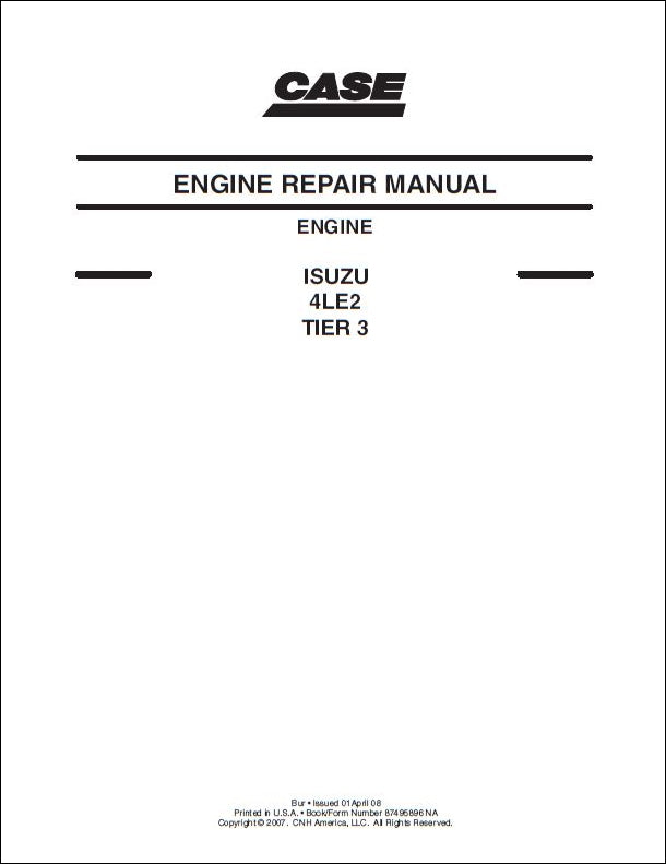 Manual De Serviço CASE - ISUZU - 4LE2 - TIER 3-ENGINE-INGLES