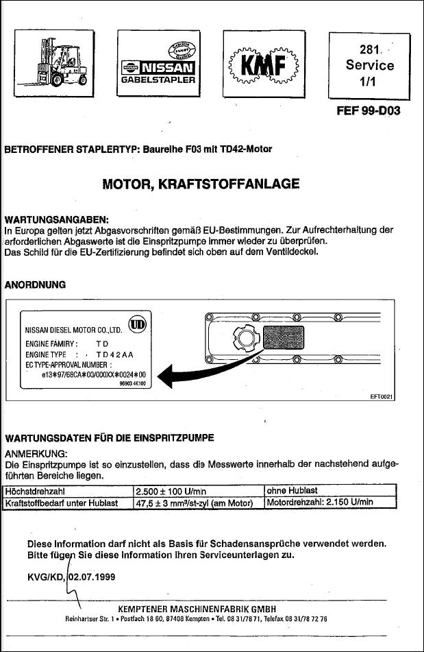 Manual De Serviços NISSAN - TD42 Engine - Empilhadeira