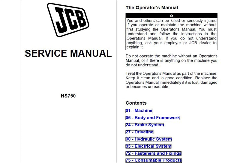 Manual De Serviço JCB - HS750