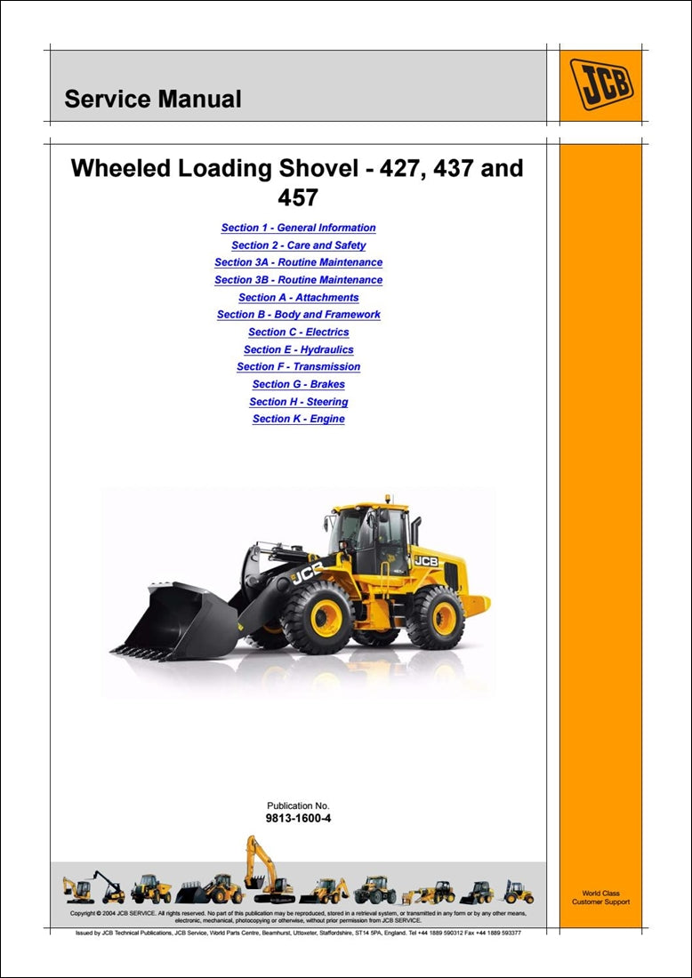 Manual de serviço da pá carregadora JCB 427, 437, 457 T4i