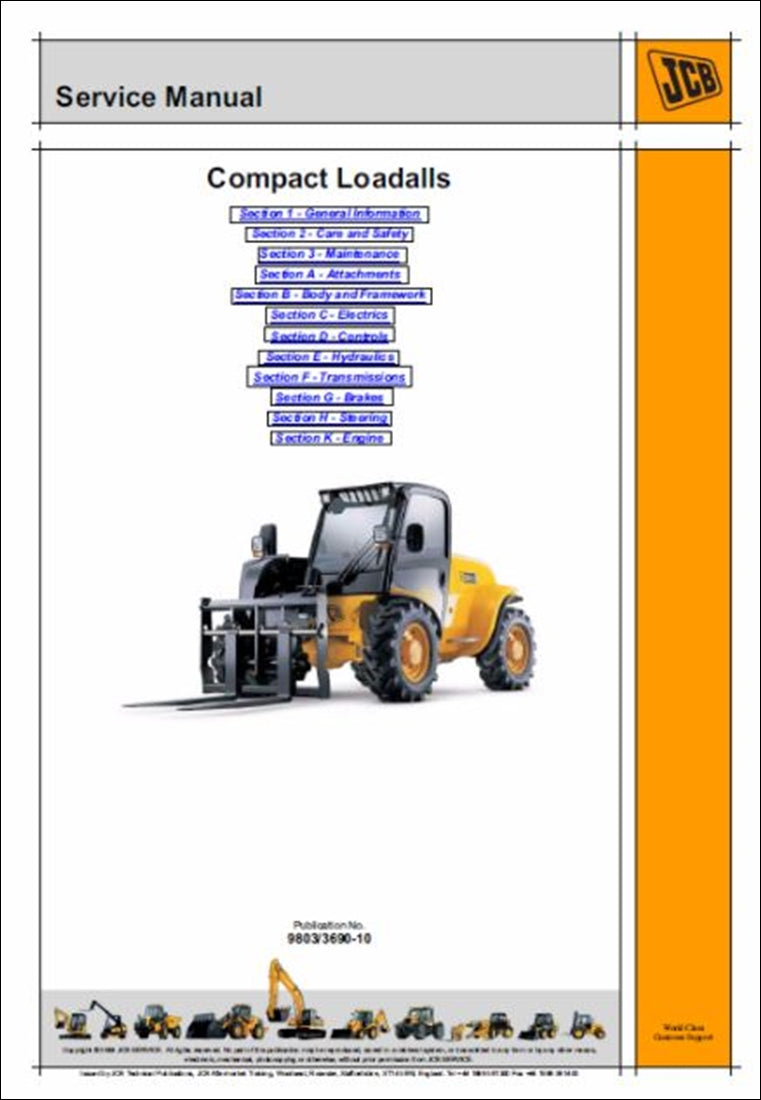 Manual de serviço Compacto JCB 520-40, 524-50, 527-55 Loadall