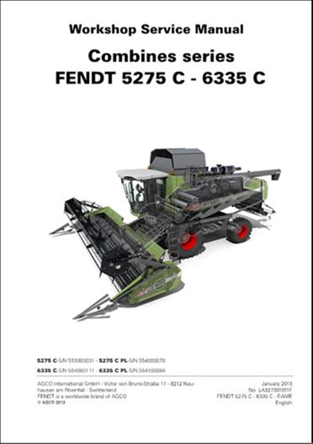 Manual de Serviço FENDT - 5275 C- 6335 C Colheitadeiras Série - Colh