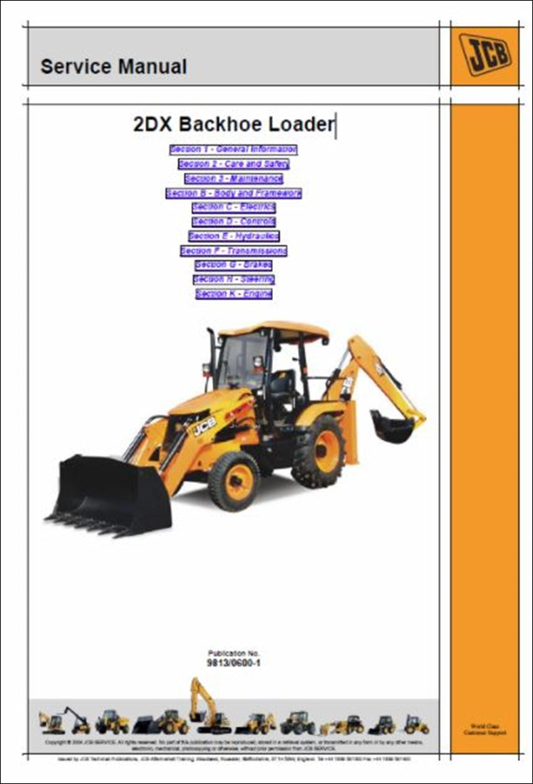 Manual de serviço da carregadeira Retroescavadeira JCB 2DX