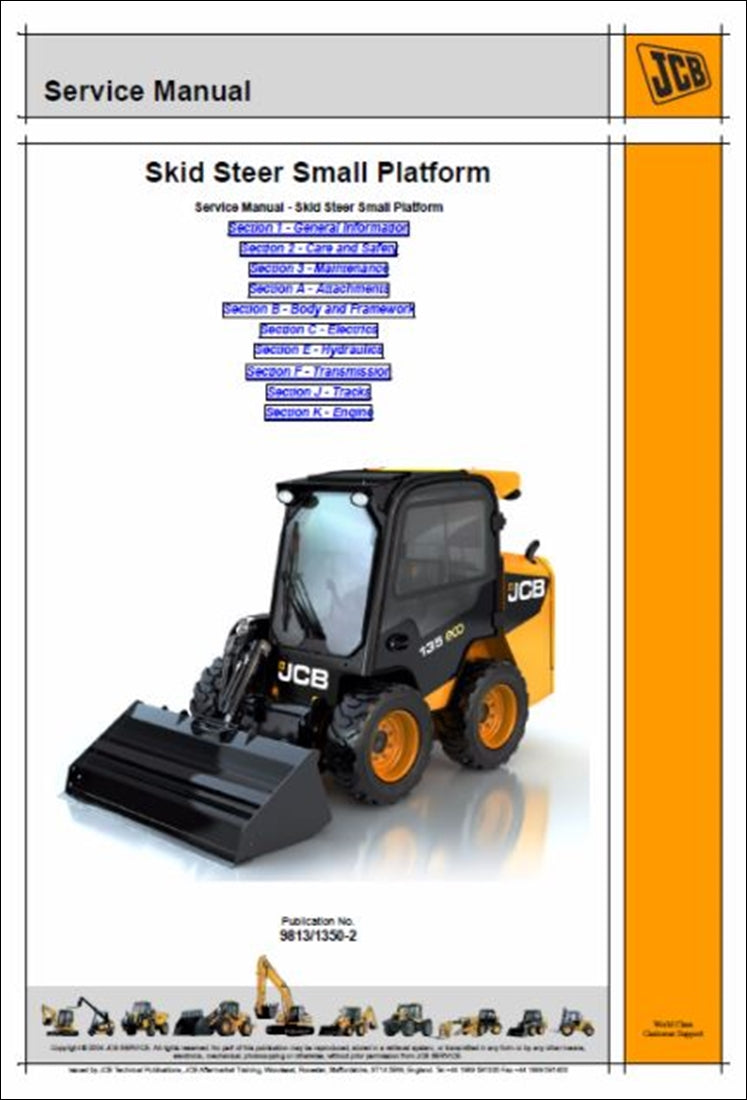 Manual De Serviço Minicarregadeira JCB 135, 155, 175, 190, 205, 150T, 190T, 205T