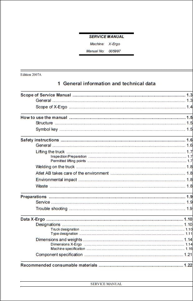 Manual De Serviços NISSAN - X-Ergo - Empilhadeira - INGLES