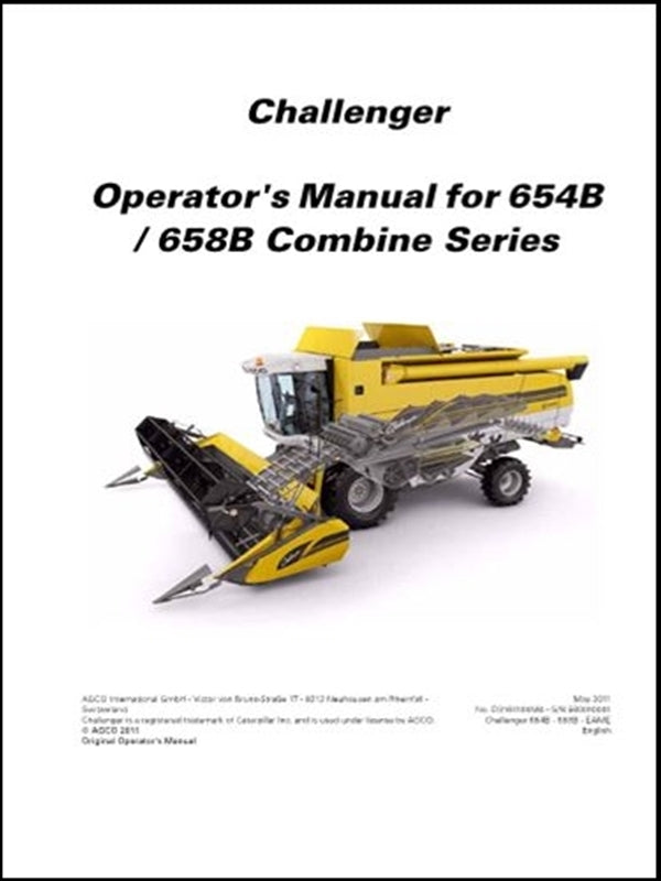Operator's Manual CHALLENGER - 654B\658B Combine Series - Colhetadeira