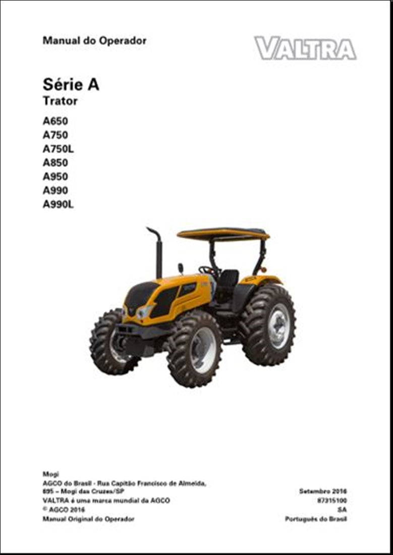 Manual do Operador VALTRA - A650\A750\A750L\A850\A950\A990