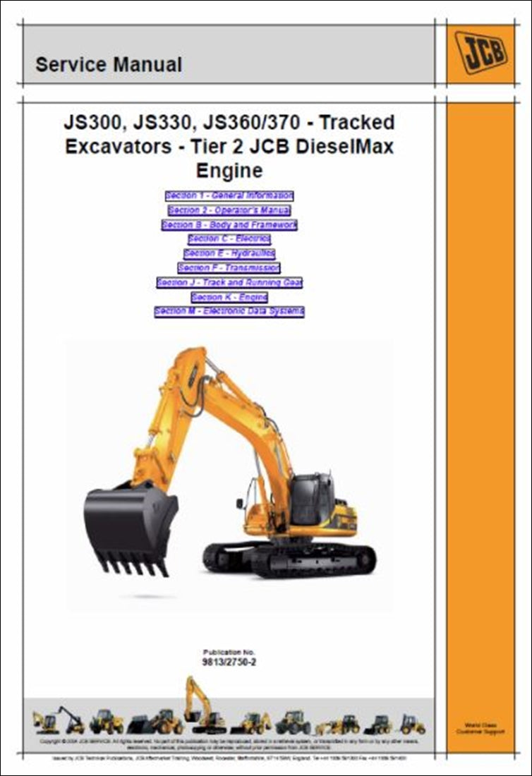 Manual de serviço do motor diesel de nível 2 Escavadeira JCB JS300, JS330, JS360, JS370