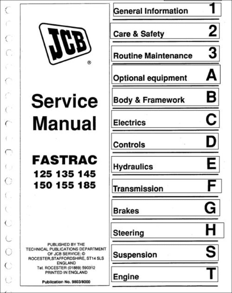 Manual de serviço Fastrac JCB 125, 135, 145, 150, 155, 185