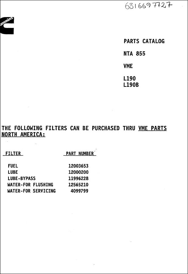 Catalogo De Peças MICHIGAN VOLVO - L190 AND L190B - ENGINE