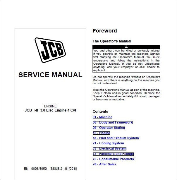 Manual De Serviço JCB - T4F 3.0 Elec Motor 4 Cyl - Motor