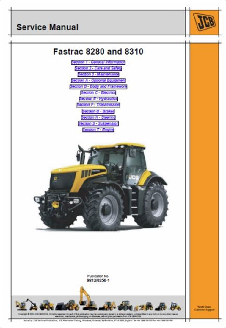 Manual de serviço JCB 8280, 8310 Fastrac