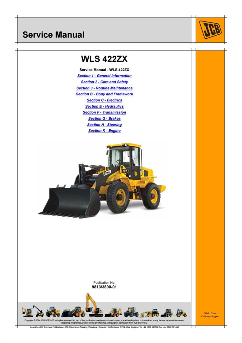 Manual de serviço da pá carregadora JCB 422ZX