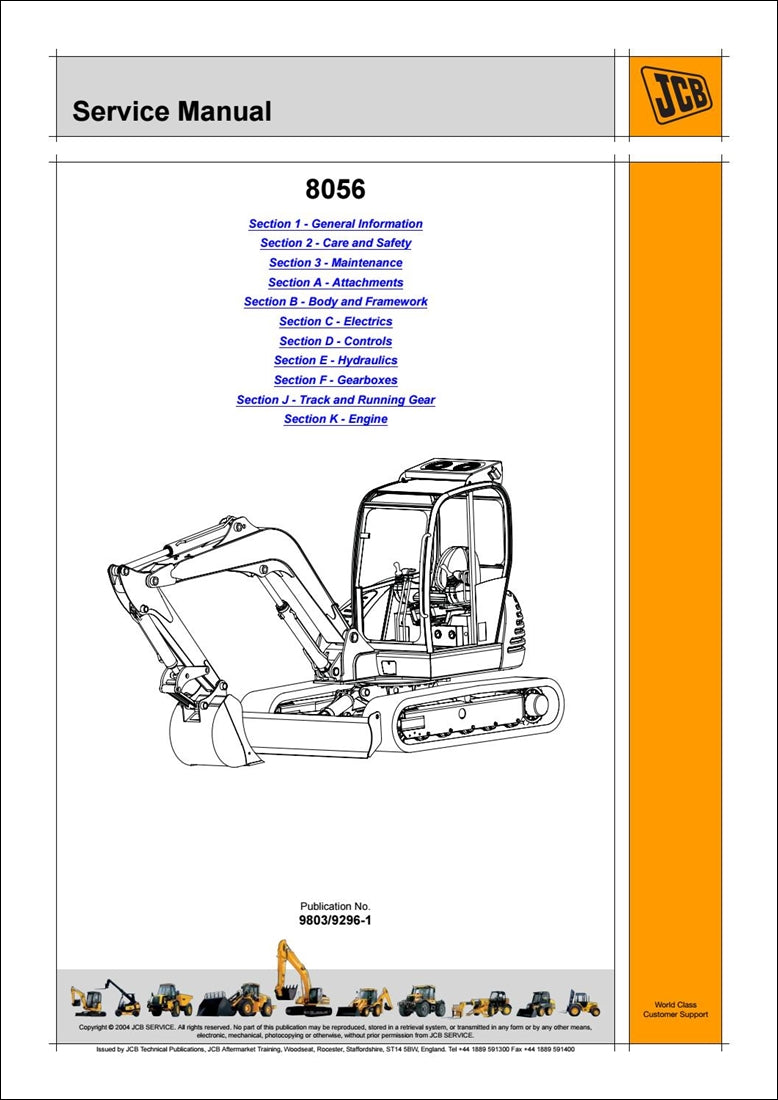 Manual De Serviço Escavadeira Esteira JCB 8056
