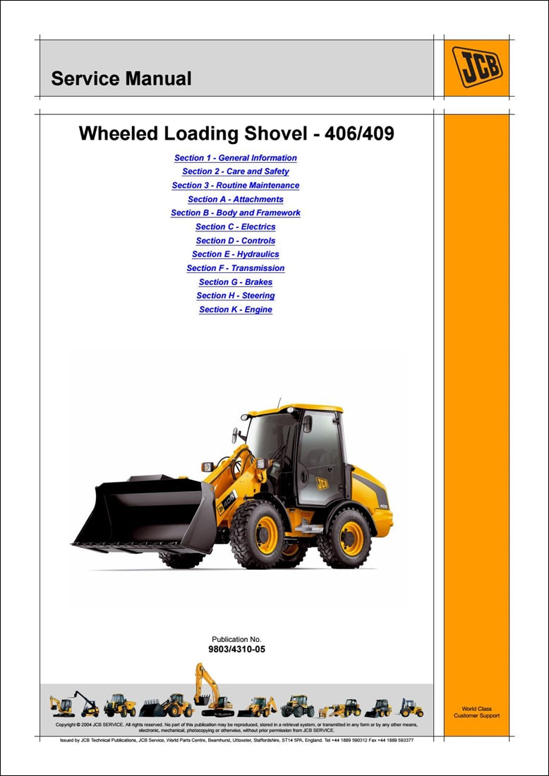 Manual de Serviço Deutz Pá Carregadora de Rodas JCB 406, 409 Nível 2/3