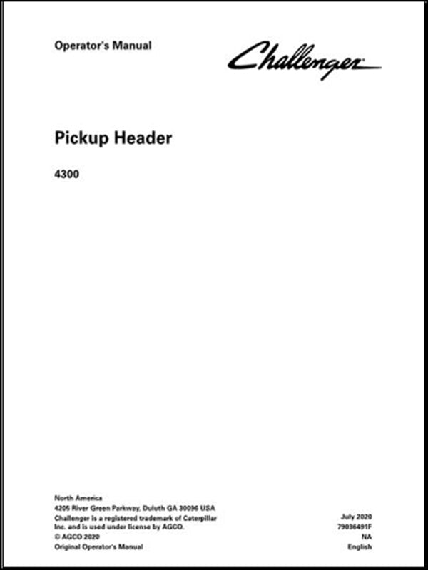 Operator's Manual CHALLENGER - 4300 - Colhetadeira